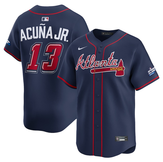 Men's Atlanta Braves #13 Ronald Acuña Jr. Navy 2025 Speedway Classic Alternate Limited Stitched Baseball Jersey